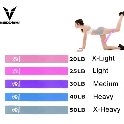 Veidoorn 5 Colors Yoga Resistance Rubber Bands Indoor Outdoor Fitness Equipment Pilates Sport Training Workout Elastic Bands