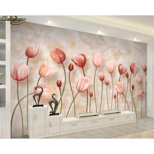 Beibehang Custom 3d photo wallpaper Blossoming modern minimalist sofa 3D stereo anaglyph stereoscopic space 3d wallpaper