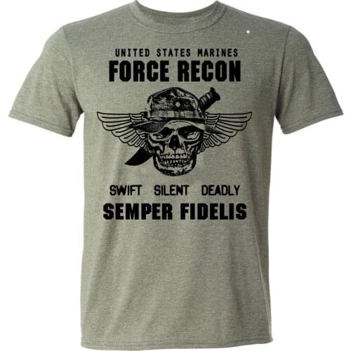USMC T-shirt US Marines Semper Fidelis Devil Dog Military Force Recon Tshirt Men Cotton Tees Streetwear Harajuku
