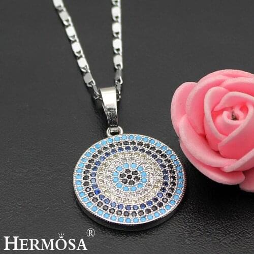 Hermosa Fashion Round Nano Jewelry Silver Color Pendant Necklace 17'' Party Wedding Special Gift