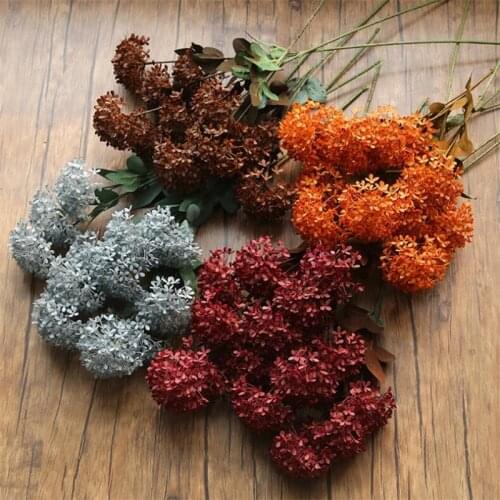 European Fake Hydrangea (3 Stems/Piece) 27.56" Length Simulation Wood Hydrangeas for Wedding Home Decorative Artificial Flowers