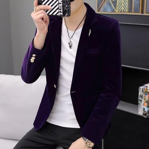 Small suit mens self-cultivation Korean style trendy jacket mens trendy brand casual one-piece suit gold velvet top clothes ha