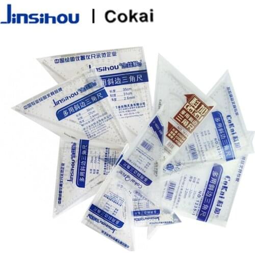 Jinsihou/Cokai Multi-purpose Beveled Plastic Triangle Ruler 15/20/25/30/35cm Ruler 2pcs/set Math Geometry Protractor Measurement