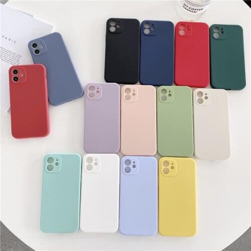 LUPWAY Square Frame Soft Silicone Phone Case For iPhone 12 11 Pro Max 12 Mini 7 8 Plus X XR XS SE 2020 Solid Color Back Cover