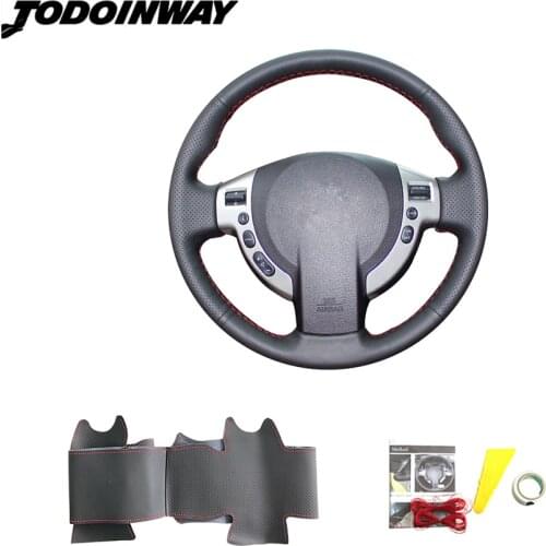 Genuine leather DIY braided hand sewing steering wheel cover car accessories for Nissan Qashqai J10 J11 X-Trail T31 NV200 Rogue