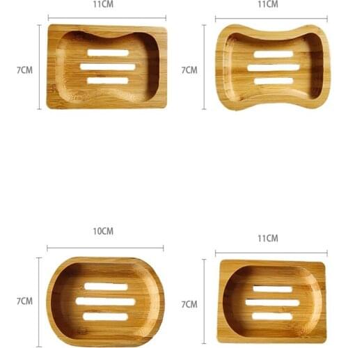 200pcs/lot 4 styles Bamboo Soap Dishes Tray Holder Storage Soap Rack Plate Box Container Bathroom soap box