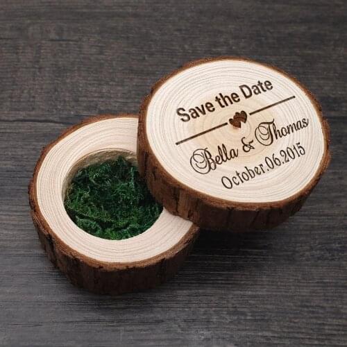 Custom Rustic Ring Bearer, Engraved Wedding Ring Box,Personalized Ring Box ,Save the Date