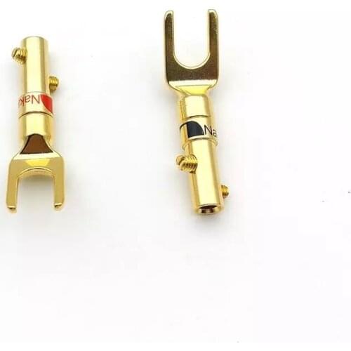 100pcs brass Nakamichi Gold Plated Speaker Banana Spade Plug Audio connector