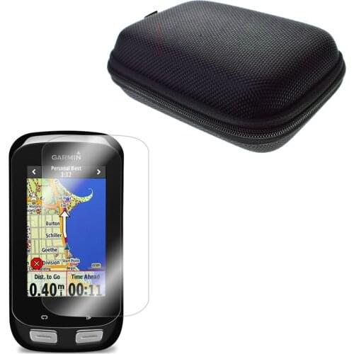 Anti-Shock Portable Protect Case Bag+Clear PET Film Anti-Scratch Screen Protector for Hiking Handheld GPS Garmin Edge 1000