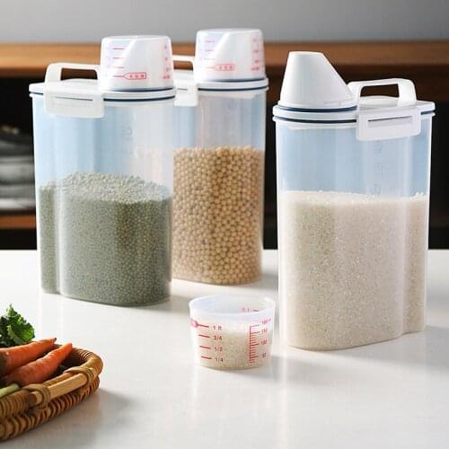 Clear Plastic Storage Jar Cereal Dispenser Storage Box Kitchen Food Grain Rice Container Portable Organizer Grain Storage Cans