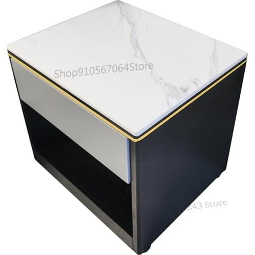 Light Luxury Rock Slate Side Table Modern Minimalist Small Coffee Table Bedside Table Small Square Table Sofa Side Cabinet Marbl