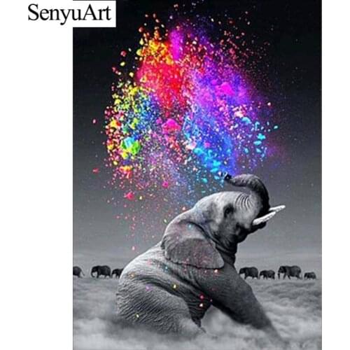 SenyuArt 5d Diy Paint By Number Picture Animal Elephant Rhinestone Embroidery Kits Home Decoration Diamond Paintings Accessories
