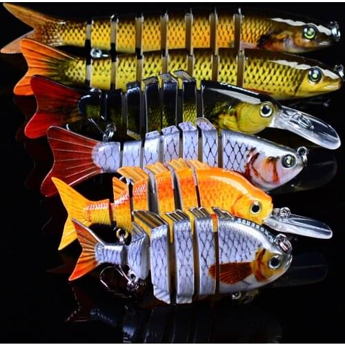 SUNLURE 6pc Pike Fishing Lure Fishing Bait 6-7-8 Sections Mix Size Swimbait 6#-8# Hook Fishing Tackle With PVC Box 2018 New