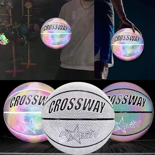 Luminous Basketball Sports Synthetic Court Personalized Cement Floor Holographic Basketball Birthday Present Glowing Basketball