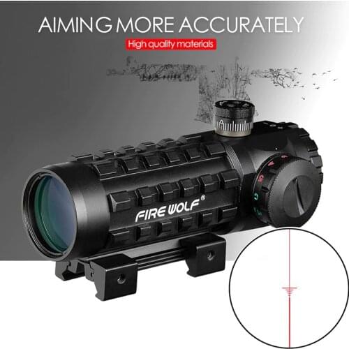 Tactical Hunting Optics Riflescope 3X28 Green Red Dot Cross Sight Scope Universal 11/20mm Rail Rifle Scopes