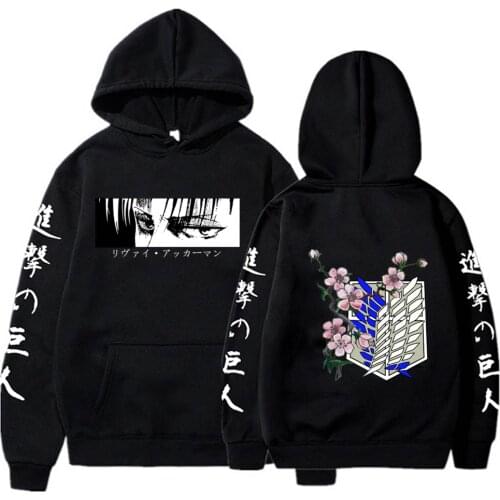 Japan Anime Attack on Titan Print Men Hoodies Sweatshirt Casual Streetwear Hip Hop Pullover Hoody