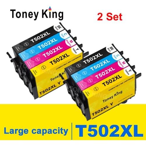 Toney king 502 502XL Full Compatible Ink Cartridge for Epson Expression Home XP-5100 XP-5105 Workforce WF-2860 WF-2865 Printer