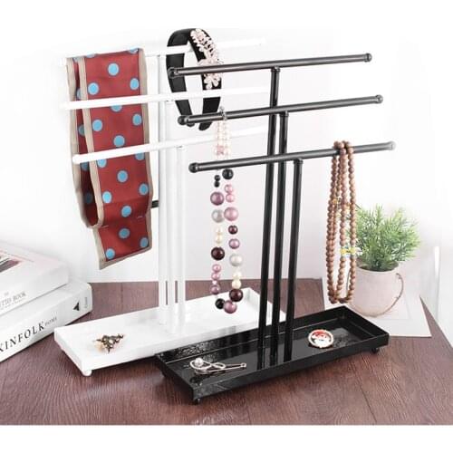 3Layer Metal Jewelry Display with Tray Bracelet Necklace Headwear Holder Display Stand Cases Storage Rack Shelf