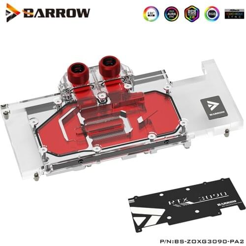 Barrow GPU Water Block For ZOTAC GAMING RTX 3090 ,3080 Trinity, Watercooler, Not Compatible Original Back Plate, BS-ZOXG3090-PA2