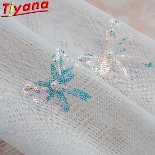 Embroidery Colorful Sequins Tulle Curtains for Living Room Beaded Sheer Yarn for Bedroom Balcony X-ZH235#VT