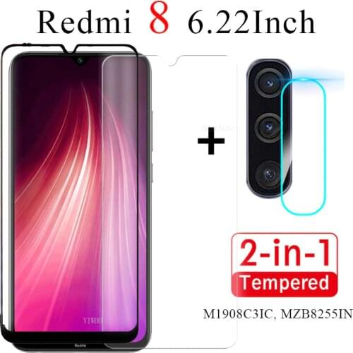 2-in-1 Safety Glass for Xiaomi Redmi 8 Glass Screen Protector 2019 6.22" Inch Protective for Redmi8 M1908C3IC MZB8255IN Film