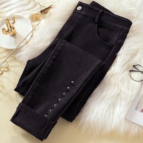 Plus Size Womens Jeans 2021 Spring Autumn Stretch Pencil Pants Fashion Little feet Pants Leggings Womens Denim Trousers 4XL 100