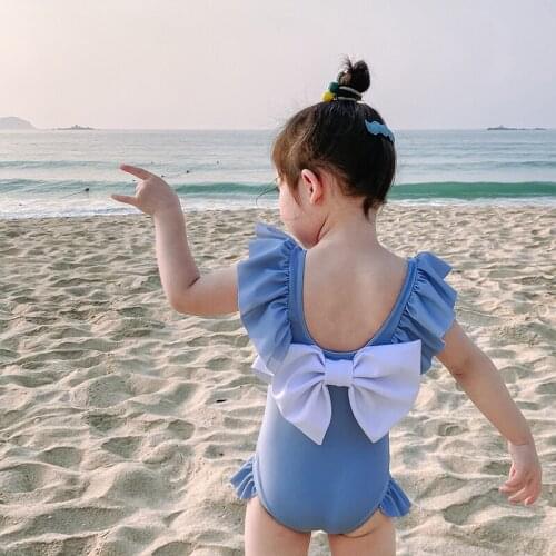 Womens Swimwear Bow Pearl Bikinis Lovely Children Quick Drying One Piece Swimsuit Holiday Princess Dress Girl Bikini Set