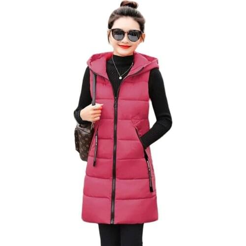 2021WinterNew Women Jacket DownCotton Vest Female Coat Mid Long High Quality Warm Korean Version Sleeveless Waistcoat Vest R1314