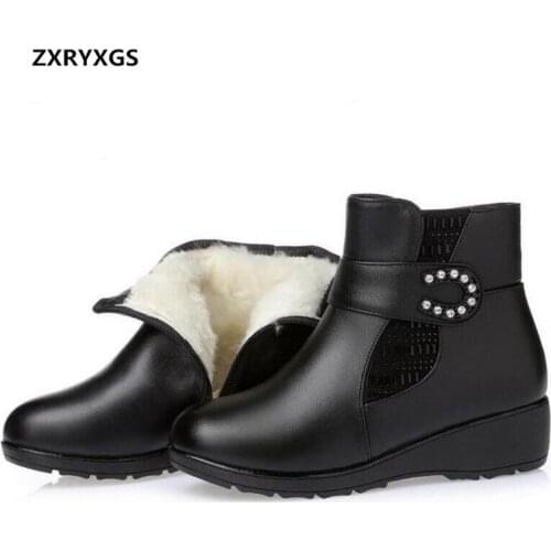 ZXRYXGS Brand Boots Winter Shoes Snow Boots Plus Size Comfortable Anti-skid Flat Boots Genuine Leather Shoes Woman Fashion Boots