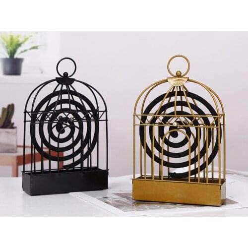 1PC Birdcage Shape Metal Mosquito Coil Holder Mosquito Repellent Incense Burner Holder Stand Racks For Home Room Desktop