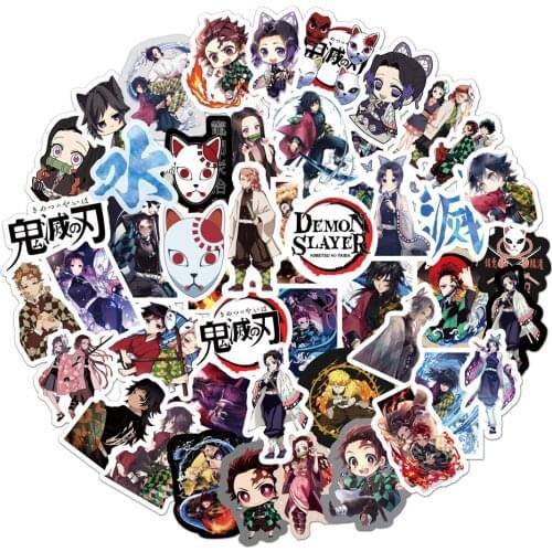 10/50pcs Japanese Anime Demon Slayer Stickers Waterproof PVC Skateboard Luggage Motorcycle Guitar Kid Kimetsu No Yaiba Sticker