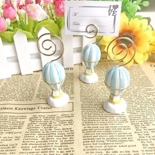 10pcs / lot) Free Shipping + Wedding Table Decoration Supplies Hot Air Balloon, Photo Card Holder Holders Baby Shower Favors