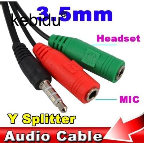 10pcs/lot Audio Cable Jack 3.5mm Male to 2 Female Earphone Extension Cable 3.5mm Headphone Splitter Adapter for iphone Laptop