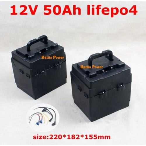 12V 50AH LiFePo4 LFP Lithium iron Phosphate Battery Pack with BMS for Car Board Long Life Deep Cycles Solar Energy+ 5A charger