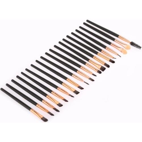 20Pcs Gold White Wooden Handle Brown Gold Tube Eye Makeup Brush Set Blooming Outline Tool To Create A Refined Look #LR1