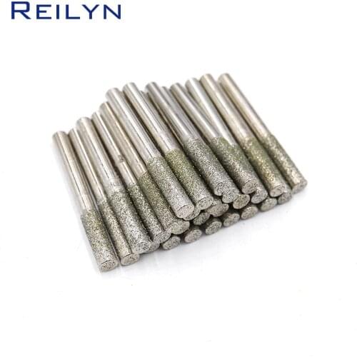 10pc 60# Cylinder Bits 6/8/10mm Emery grinding points Diamond abrasive bits jade grinding burr teeth dental machine abrasives