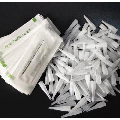 500Pcs Needles + 500pcs Small Size Tattoo Tips Cap For Permanent Makeup Eyebrow Lips Machine Giant Sun Tattoo Needle Caps
