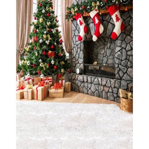 5x7ft Christmas Tree Gift Sock Photography Backdrops Photo Props Studio Background