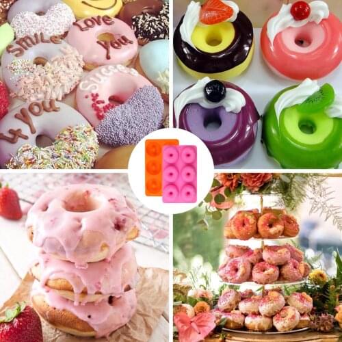 6 Holes Silicone Donuts Mold Donut Shape Baking Cake Mold Chocolate Bread Making Tool Baking Jelly Fondant Pastry Cooking Tool