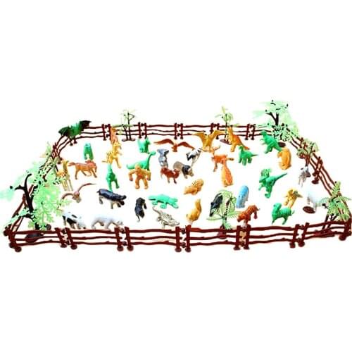 68pcs Plastic Wild Farm Yard Animals Figure Model Kit Kids Toys Collectibles