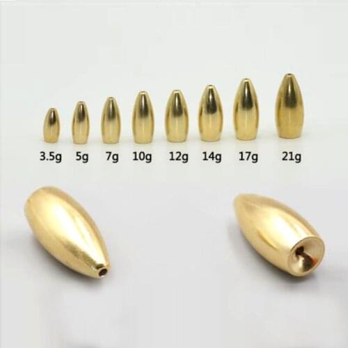 AP07 Copper Bullet Weights Fishing Sinkers 1.8g/ 3.5g/5g/7g/10g Fishing Accessaries Fishing Sinkers
