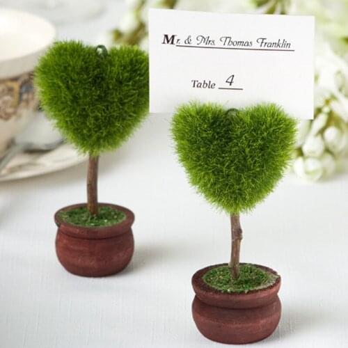Free shipping 100PCS/LOT Wedding Favors wedding gift Heart shape Topiary Photo Holder Place Card Holder with matching card