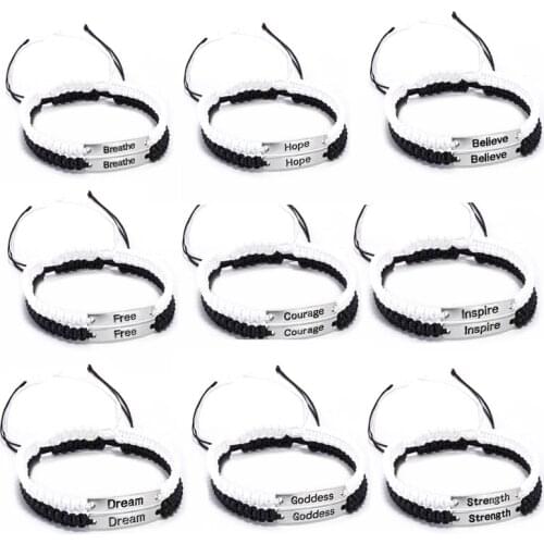 2pcs Couple Lovers Vows Hope Free Courage Creative Personality Couple Bracelet Men and Women Charm Girl Bracelet Jewelry Gift