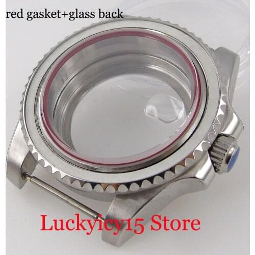 Fit NH35A NH36A DG Mingzhu 2814 MIYOTA8215 8205 821A 316L Stainless Steel Watch Case with Green/Red Crystal Gasket Glass Back