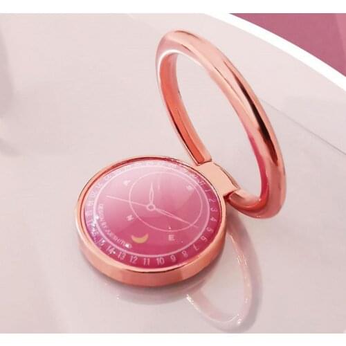 Finger Ring Holder Clock Shape 360 Degree Rotation Mini Metal Universal Mount Bracket for Mobile Phone