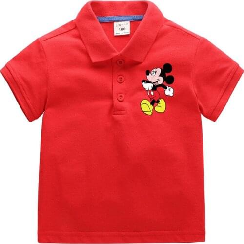 Disney Little Children Short Sleeve Polo Shirts Mickey Mouse Printed 2-9 Years Boys Tee Tops Fashion Sport Outfits Clothes