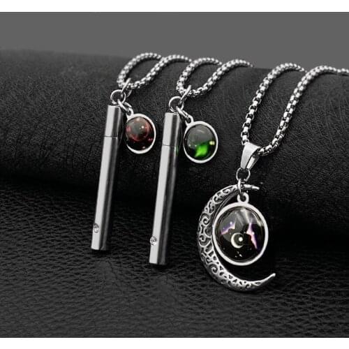 Twelve Constellation Titanium Steel Luminous Perfume Bottle Pendant Student Couple All-match Moon Pendant
