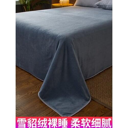Double-Sided Plush Winter Bed Sheet One-Piece Coral Bayeta Quilt Non-Slip Velvet Thickening