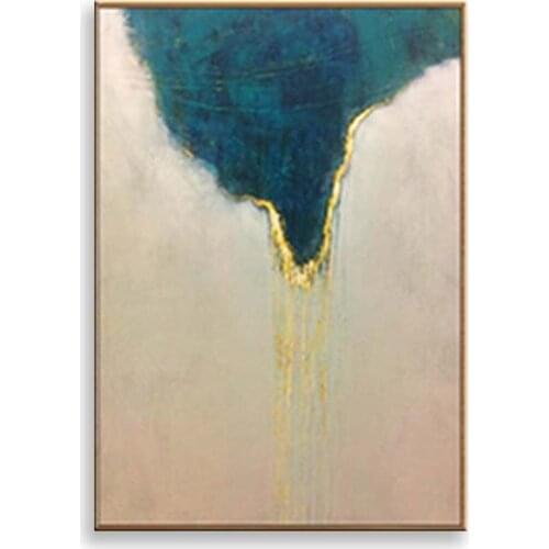 Nordic quadro 3 pieces Handmade oil painting on canvas gold and green landscape wall art picture home decoration for living room