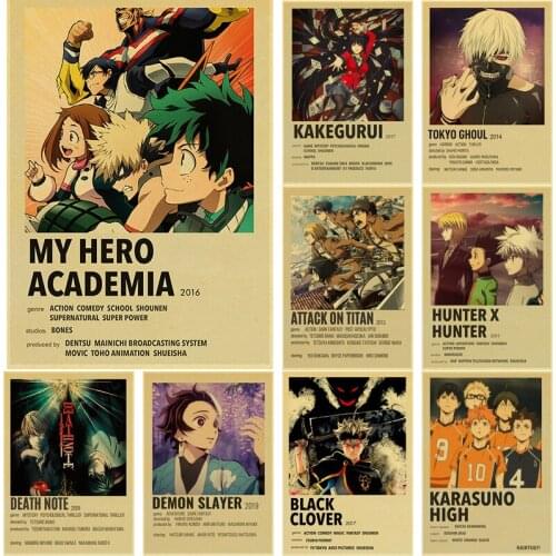 Classic Anime Collection Vintage Posters Hunter X Hunter Haikyuu!! Wall Art Canvas Painting Nordic Posters Prints Wall Pictures